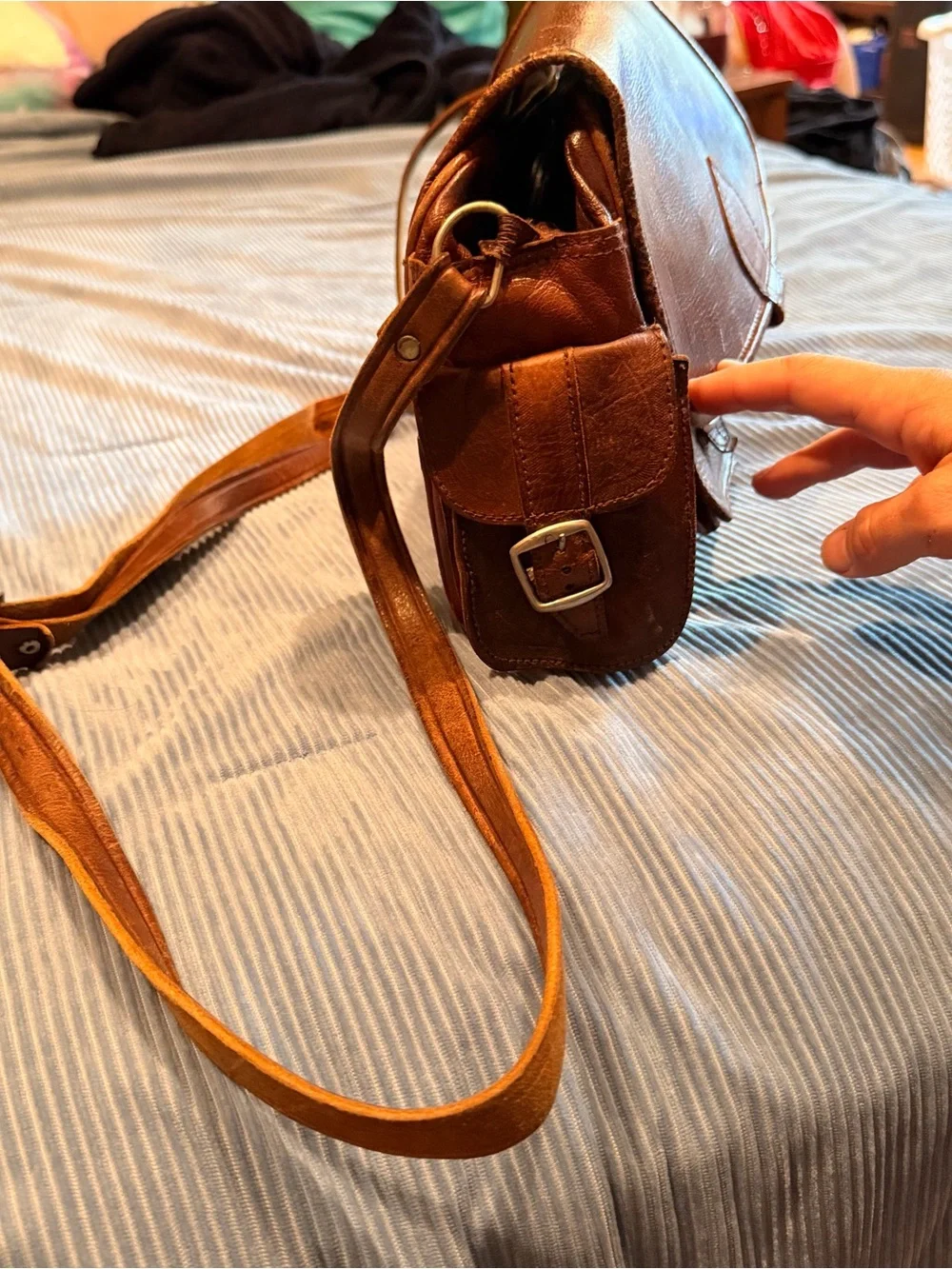 Vintage Brown Leather Men's Crossbody Satchel